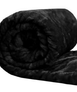 Black - Fleece Faux Fur Roll Mink Throw Bed Blanket