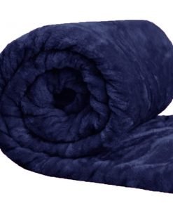 Navy Blue - Fleece Faux Fur Roll Mink Throw Bed Blanket