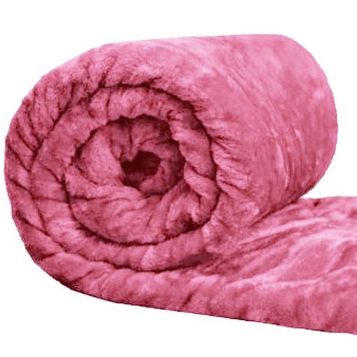 Fuchsia - Fleece Faux Fur Roll Mink Throw Bed Blanket