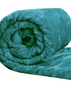 Teal - Fleece Faux Fur Roll Mink Throw Bed Blanket